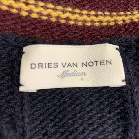 DRIES VAN NOTEN AW16 Runway Size M Black Burgundy Merino Wool Cashmere Vest