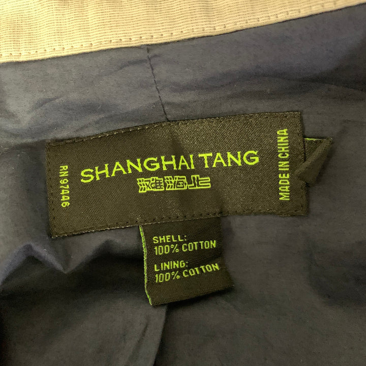SHANGHAI TANG Size L Grey Cotton Nehru Collar Jacket