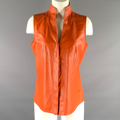 AKRIS Size M Leather Lambskin Sleeveless Casual Top