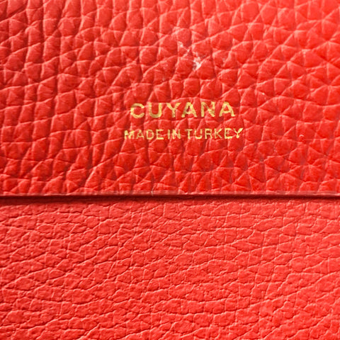 CUYANA Red Pebble Grain Leather Clutch Crossbody Bag