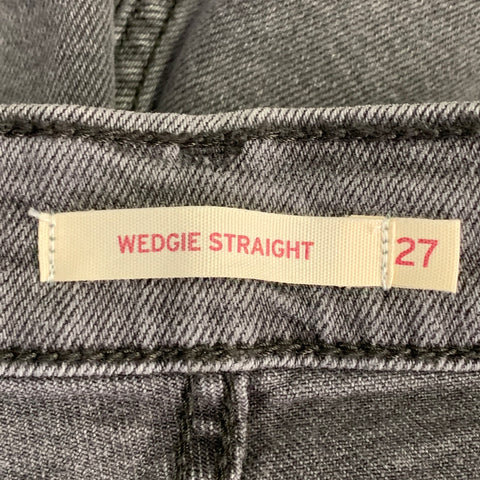 JEAN LEVI STRAUSS Wedgie Straight gris en mélange de coton, taille 27, à boutons