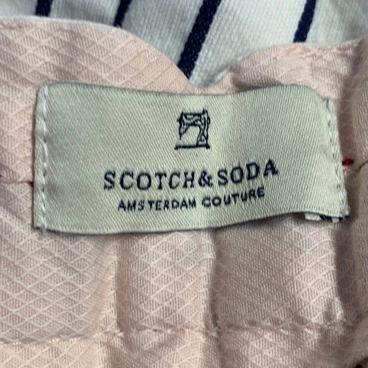 SCOTCH AND SODA Size 31 White Navy Pinstripe Cotton Zip Fly Shorts