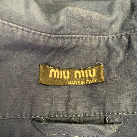 MIU MIU Size XL Navy Cotton Two Pockets Long Sleeve Shirt