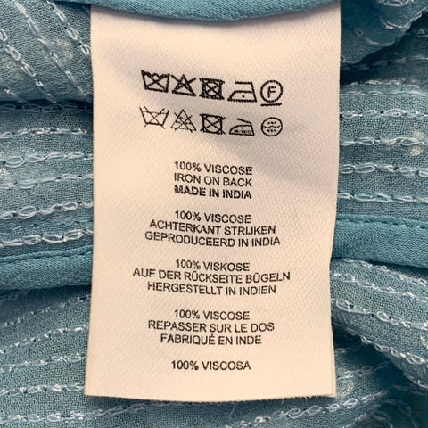 DRIES VAN NOTEN FW22 Size M Light Blue Sequined Viscose Long Sleeve Shirt