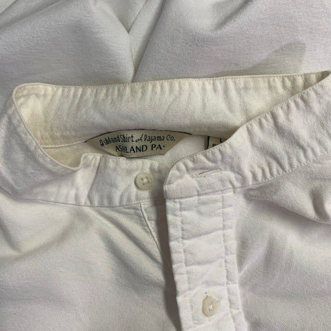 ASHLAND SHIRT & PAJAMA CO. Size L White Cotton Half Placket One Pocket Long Sleeve Shirt
