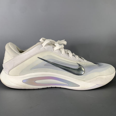 NIKE Size 15.5 White Silver Mixed Patterns Canvas Basketball Sneakers