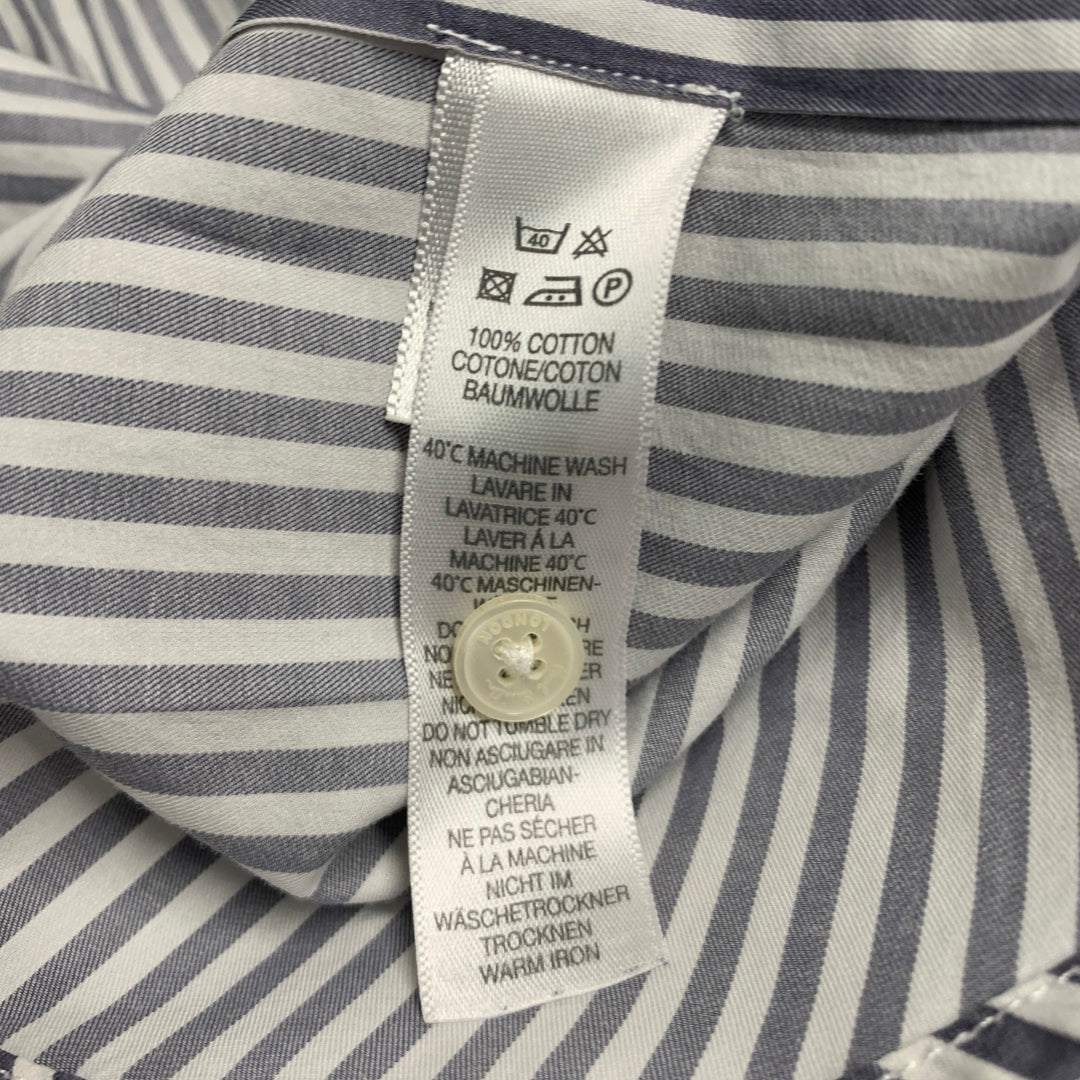 PAUL SMITH Size S White Grey Stripe Cotton Patch Pocket Long Sleeve Shirt