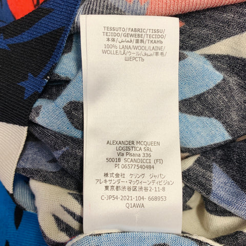 ALEXANDER MCQUEEN AW21 Size L Mystical Print Black Multi Color Print Wool Crew Neck Pullover