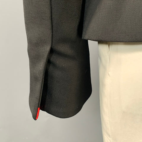HAIDER ACKERMANN Size 42 Black Red Wool Shawl Collar Sport Coat