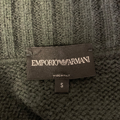 EMPORIO ARMANI Size S Blue Navy Grey Knit Acrylic Blend Sweater Bomber Jacket