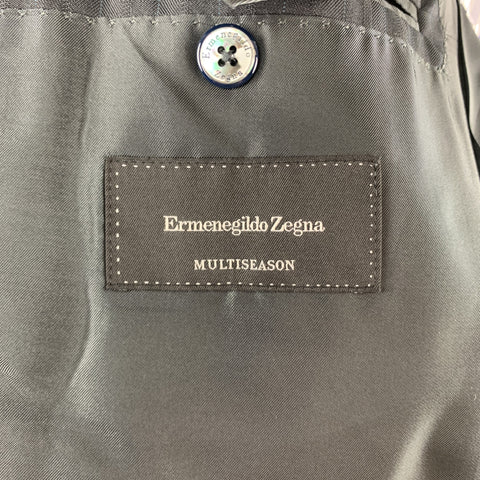 ERMENEGILDO ZEGNA Black Stripe Wool Notch Lapel 34 x 30 Suit