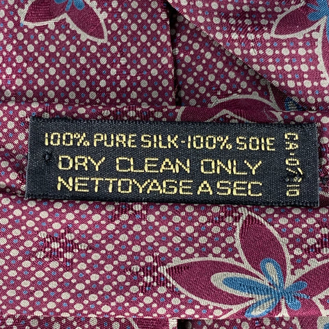 GIORGIO ARMANI Burgundy Taupe Abstract Floral Silk Tie