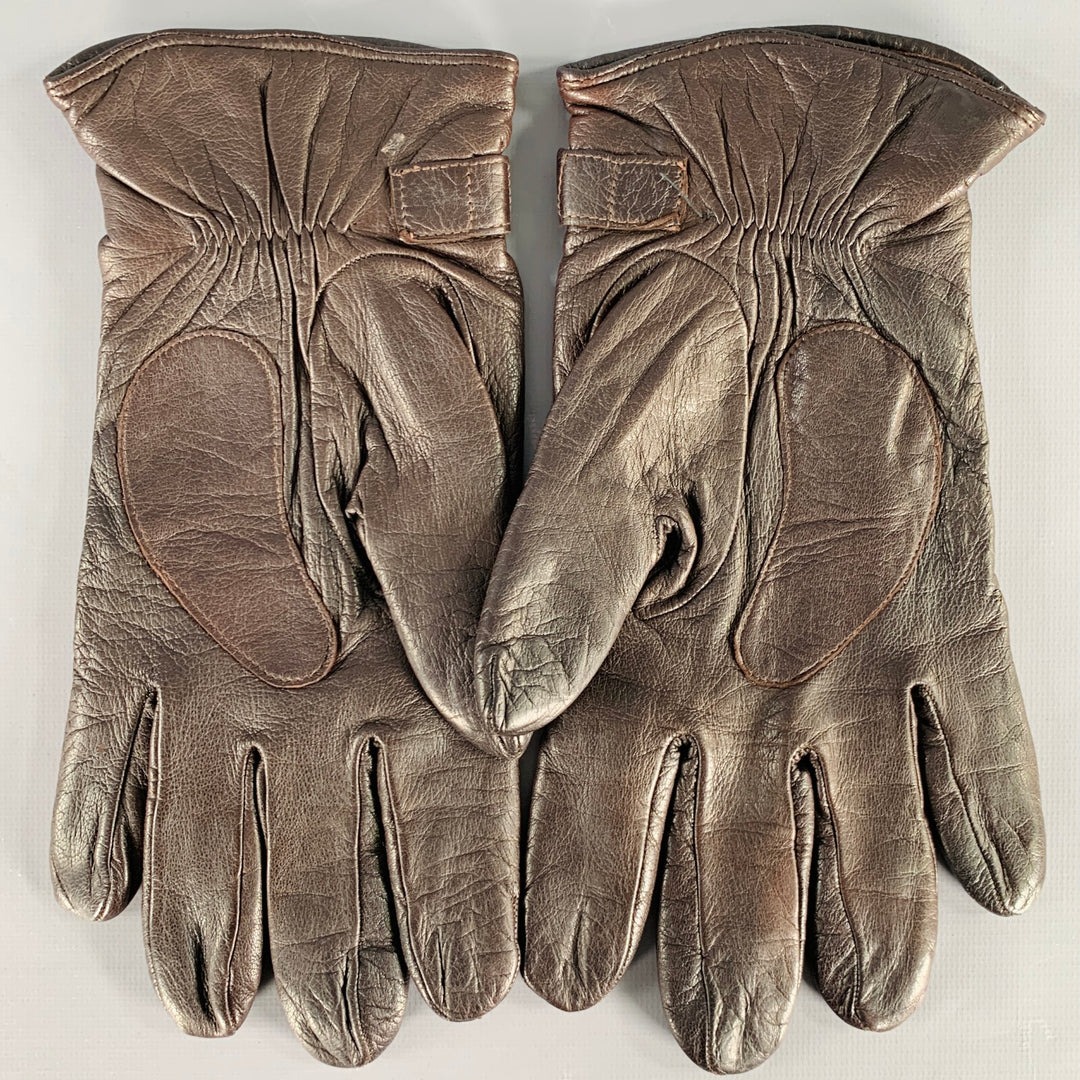 BILL AMBERG Dark Brown Leather Gloves