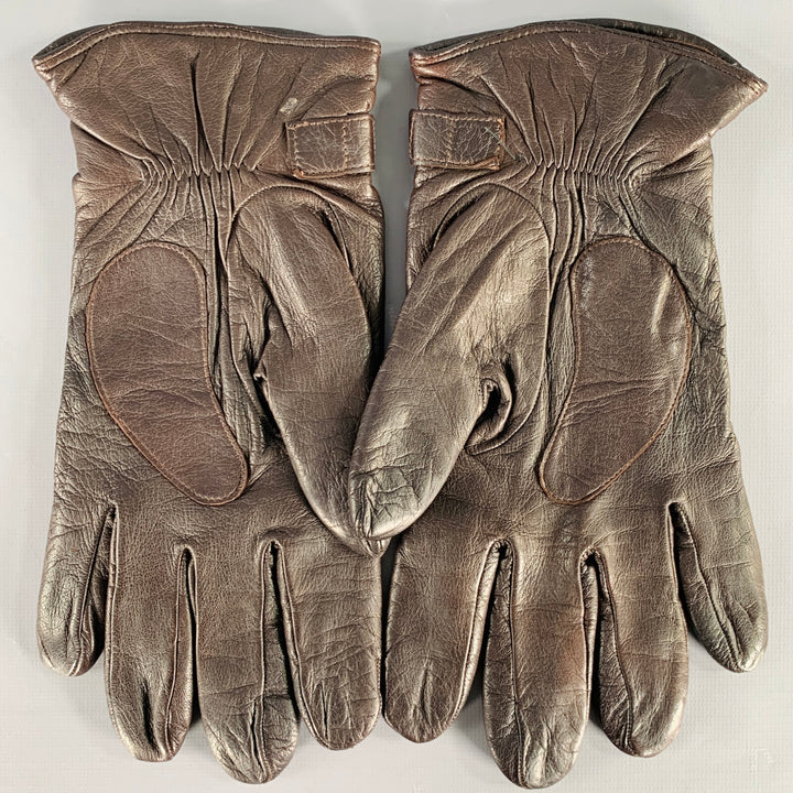 BILL AMBERG Dark Brown Leather Gloves