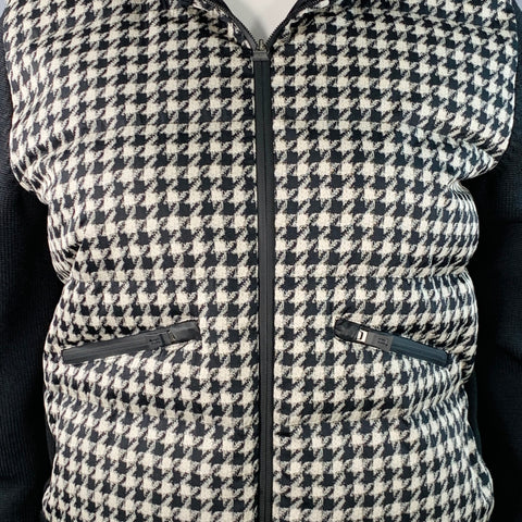 HERNO Size 10 Black White Wool Blend Houndstooth Padded Jacket
