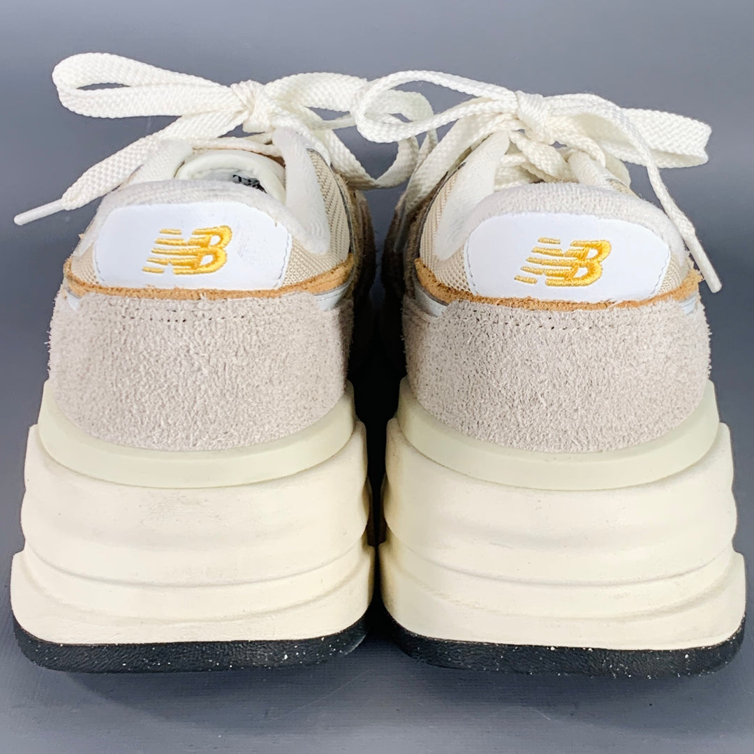 NEW BALANCE 997R Size 12 Cream Taupe Color Block Suede Chunky Sole Sneakers