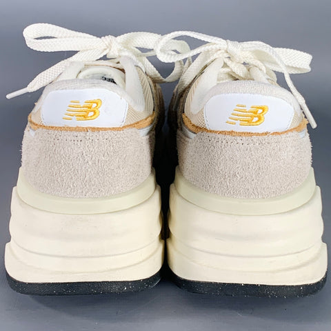 NEW BALANCE 997R Size 12 Cream Taupe Color Block Suede Chunky Sole Sneakers