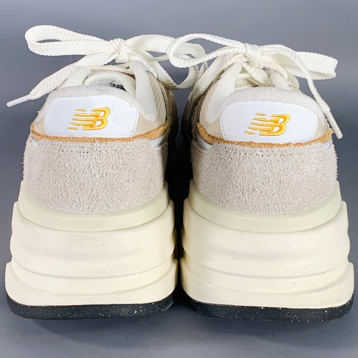 NEW BALANCE 997R Size 12 Cream Taupe Color Block Suede Chunky Sole Sneakers