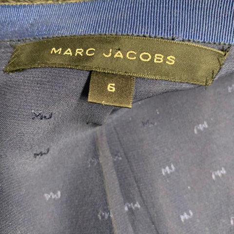 MARC JACOBS Size 6 Blue Silver Acetate Blend Floral Jacket