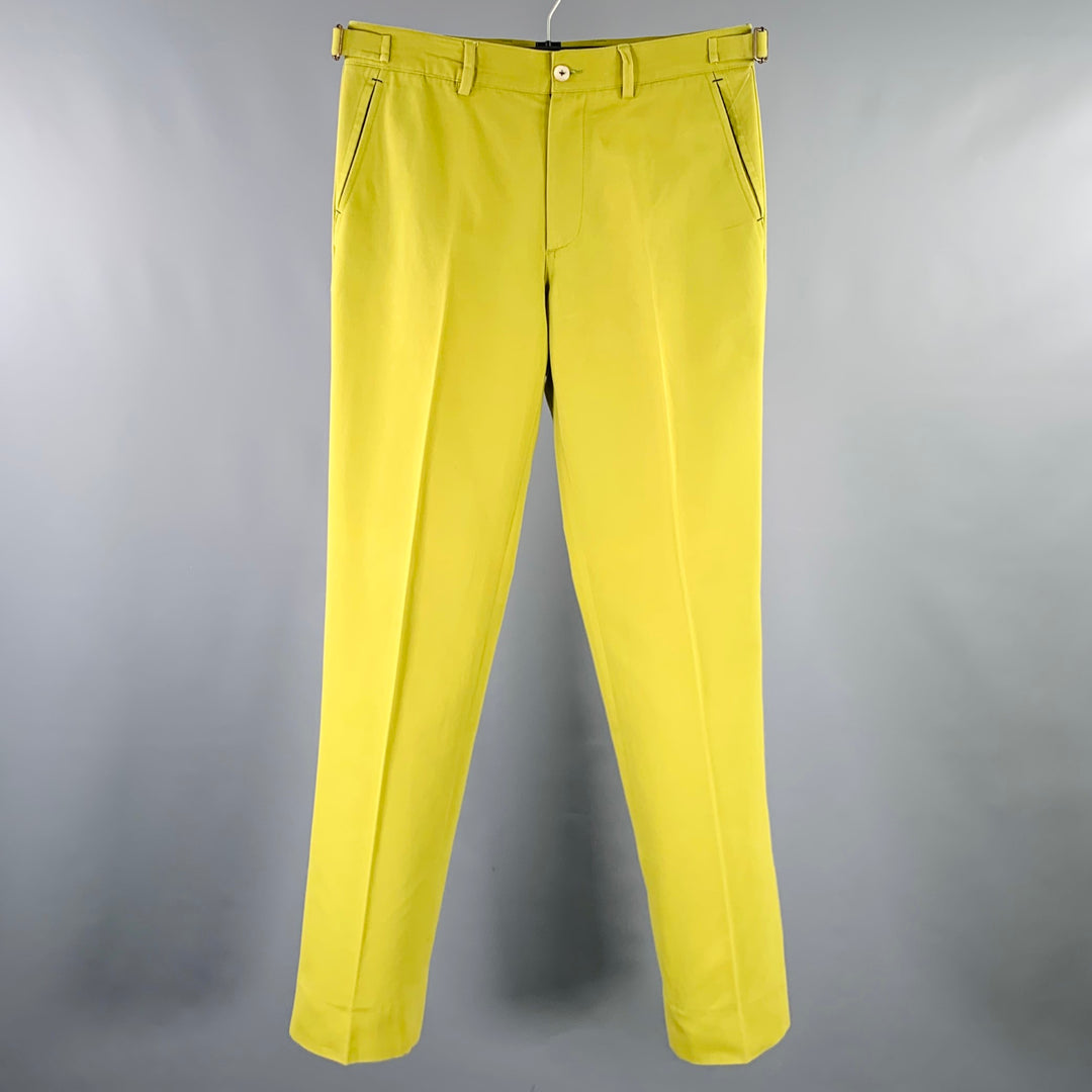 CAROLINA HERRERA Size 32 Green Chartreuse Side Tabs Dress Pants