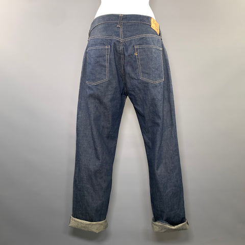 45rpm Size L Blue Cotton Contrast Stitch Straight leg Jeans