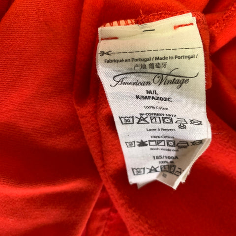 AMERICAN VINTAGE Size L Red Solid Cotton Oversized T shirt