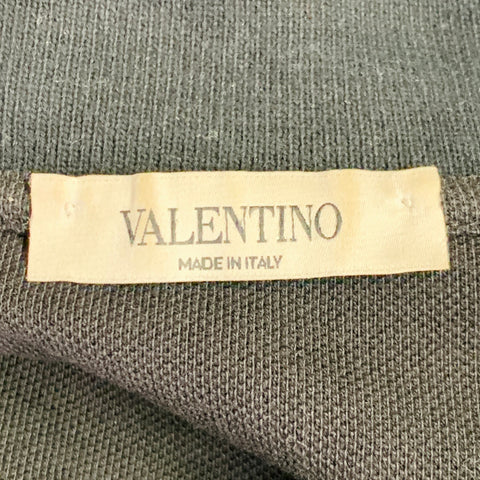 VALENTINO Size M Love Black Studded Heart Cotton Pique Buttoned Polo