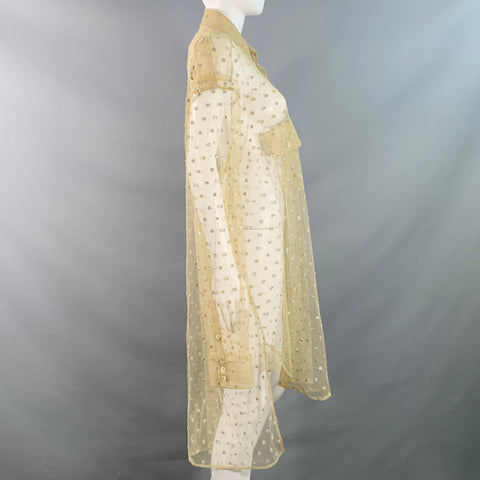 MAISON MARGIELA Size 2 Khaki Silver Polyamide Dots Oversized Shirt Dress