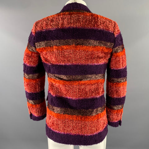 WALTER VAN BEIRENDONCK Size 36 Orange Purple Stripe Sport Coat