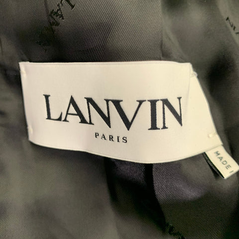 LANVIN Size 36 Blue Black Color Block Wool Mohair Sport Coat
