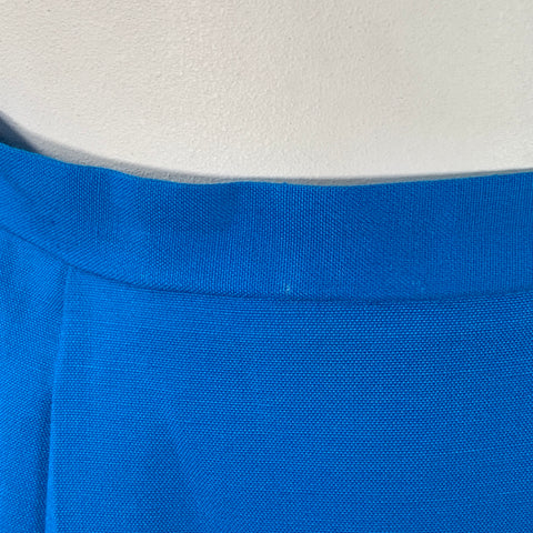 VINTAGE Size 10 Blue Turquoise Pleated Back Zipper Pencil Skirt