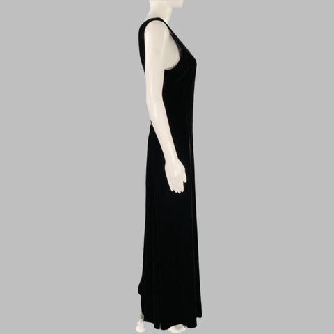 MARGARET OLEARY Size M Black Velvet Sleeveless Long Dress