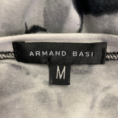 ARMAND BASI Size M Grey Charcoal Abstract Tencel Blend Short Sleeve T-shirt