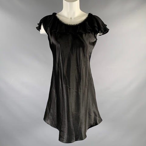 OSCAR DE LA RENTA Size S Black Polyester Mixed Fabrics Butterfly Sleeve Dress