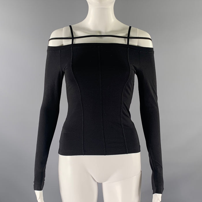 JACQUEMUS Size 00 Black Cotton / Elastane Off-Shoulder Casual Top