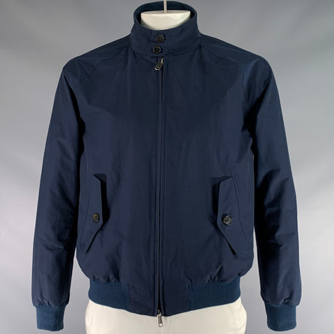 BARACUTA Size 42 Navy Cotton Polyester Zip Up Jacket