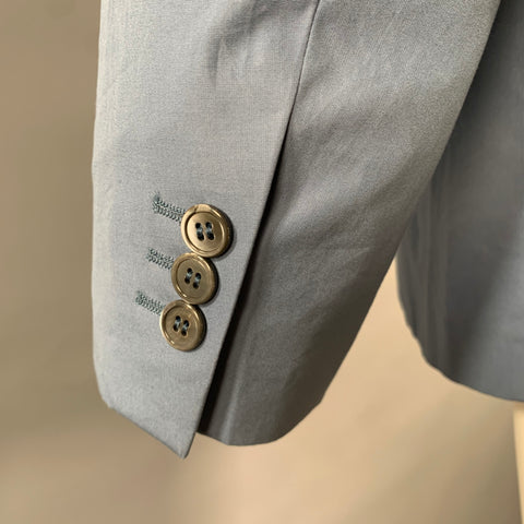 PRADA Chest Size 40 Blue Light Blue Solid Notch Lapel Sport Coat