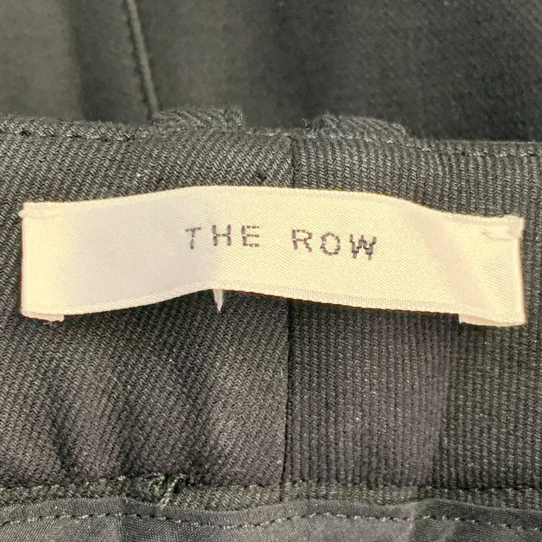 THE ROW Size 12 Black Cotton Blend Twill Ankle Zips Tapered Dress Pants