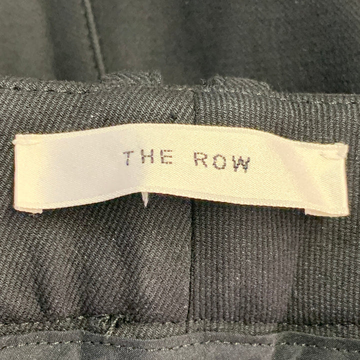 THE ROW Size 12 Black Cotton Blend Twill Ankle Zips Tapered Dress Pants
