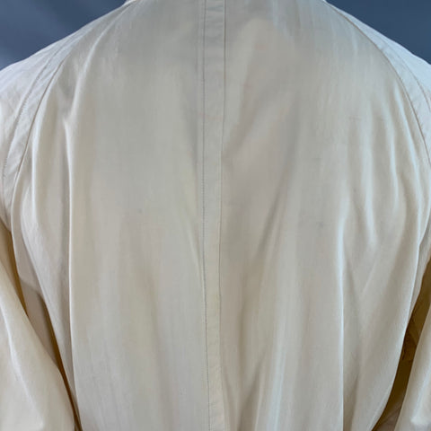 MATSUDA Vintage Size XXL Beige Herringbone Cotton Hidden Buttons Belted Coat