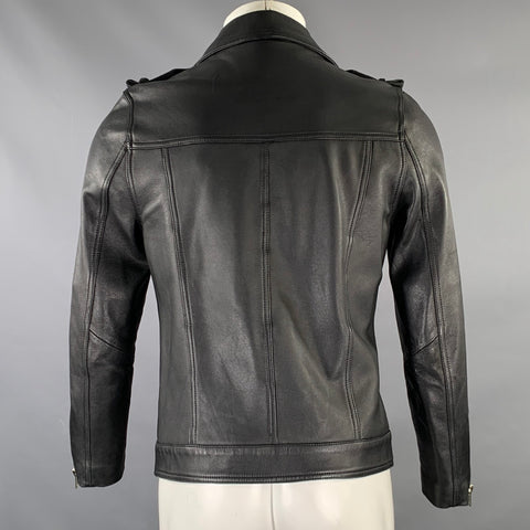 NO BRAND Chest Size M Black Leather Motorcycle Jacket