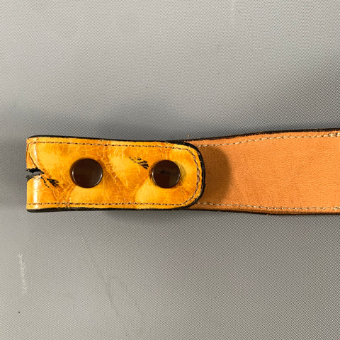 NO BRAND Size 38 Brown Yellow Mixed Fabrics Leather Belt