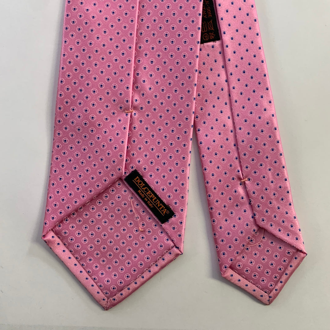 DOLCEPUNTA Pink Blue Floral Dot Silk Tie