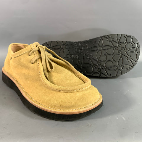 LOEWE Size 12 Khaki Textured Suede Chukka Lace Up Shoes