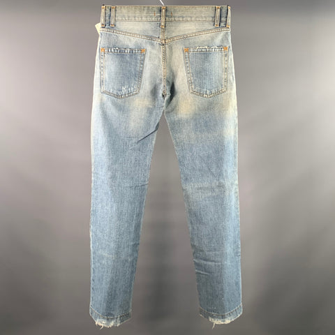 DOLCE & GABBANA Size 30 Blue Multi-Color Graphic Denim Button Fly Jeans