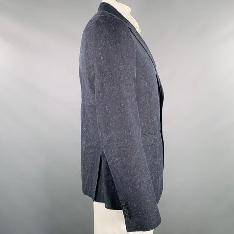 PAUL SMITH Size 44 Charcoal White Heather Linen Wool Sport Coat