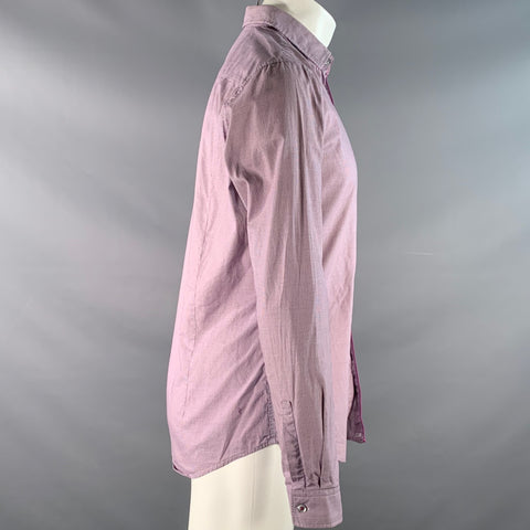 HUGO BOSS Size M Pink Blue & White Houndstooth Cotton Long Sleeve Shirt