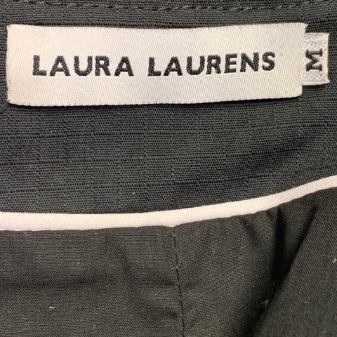 LAURA LAURENS Size M Gold Black Cotton Blend Faux Leather Jacket Blazer