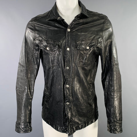 ALLSAINTS Size M -Emery- Black Leather Shirt Jacket