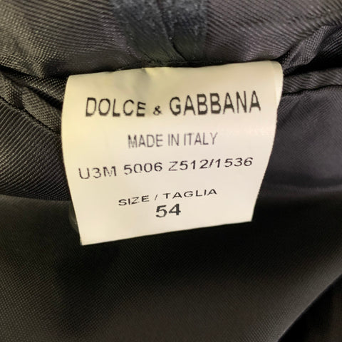 DOLCE & GABBANA Size 44 Grey Charcoal Textured Wool Notch Lapel Coat